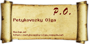 Petykovszky Olga névjegykártya